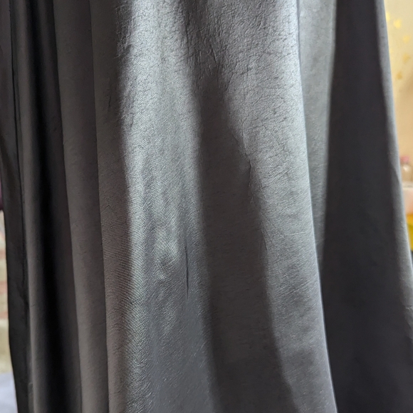Vintage Formal Floor Length Maxi Skirt Satin Dark Grey Silver Chrome Small/Med - Picture 4 of 16